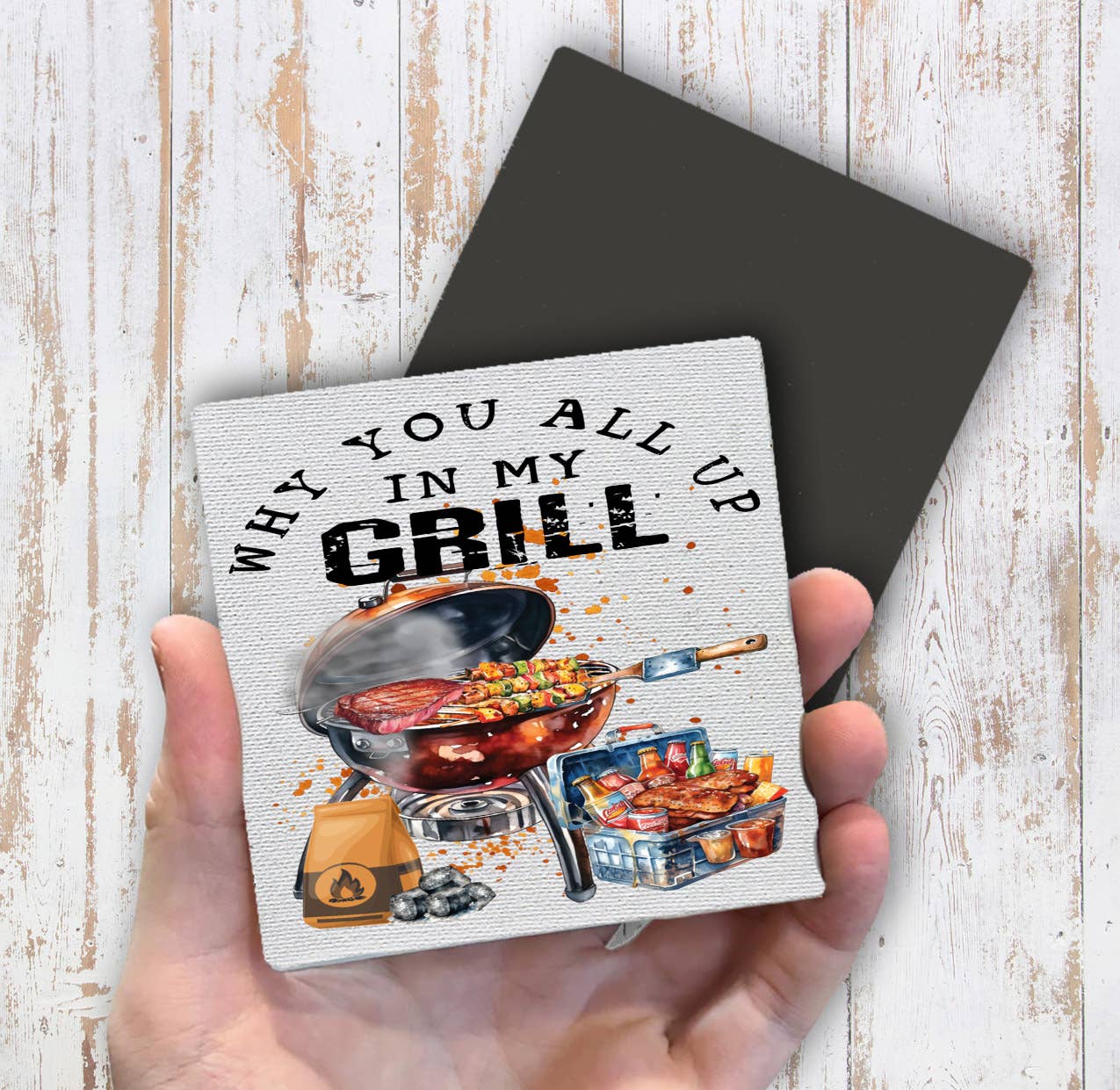 All Up in my Grill BBQ Funny Magnet Fridge - Sets of 2