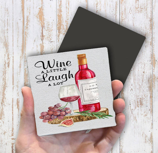 Wine Lover Laugh Alot  Magnet Fridge - Sets of 2
