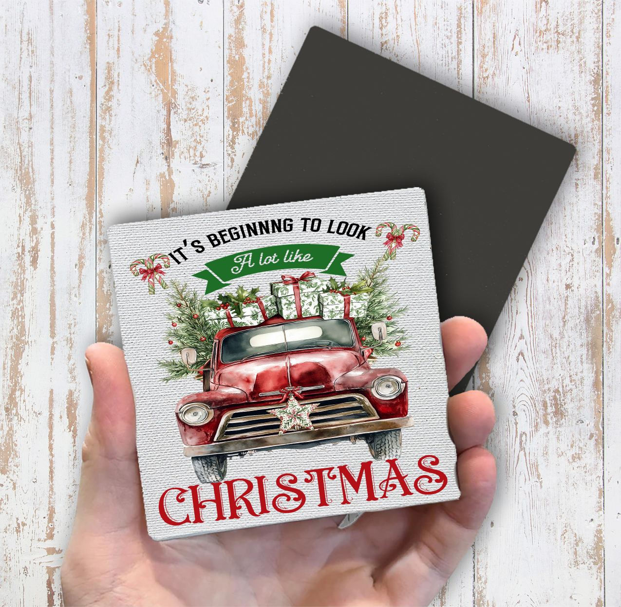 Beginning to Look Like Christmas Magnet Fridge (Set of 2)