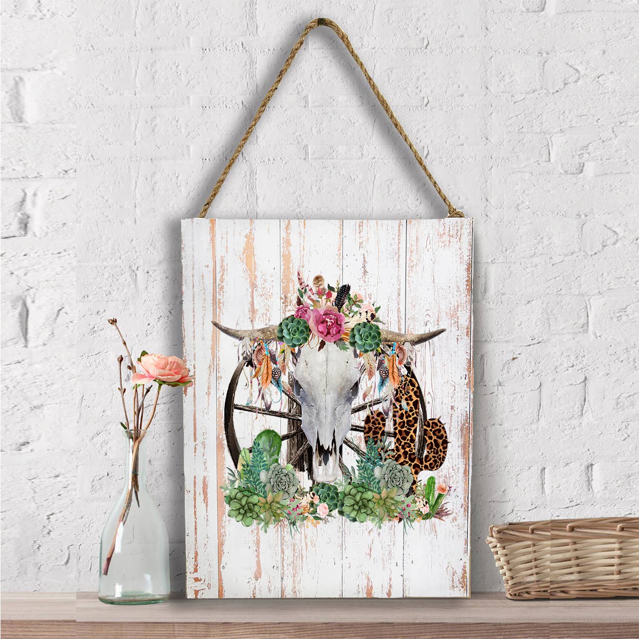 Western Cow Skull Cactus Southwestern Wall Decor