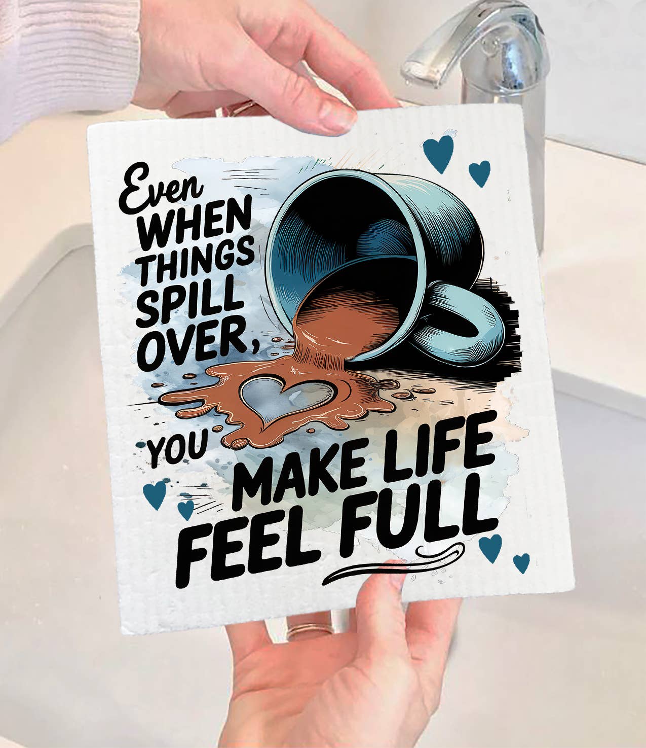 You make My Life Full Coffee Valentine Swedish Dishcloth (Set of 2)