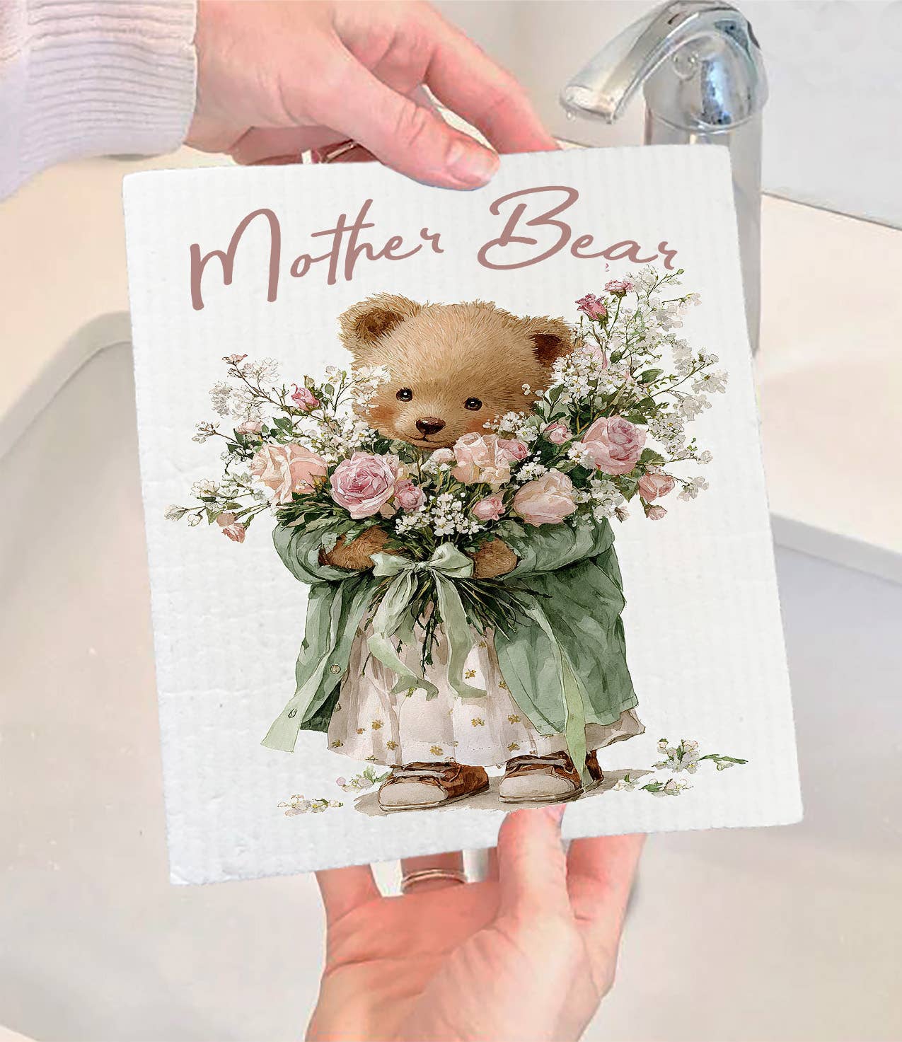 Mother's Day Mother Bear Swedish Dishcloth