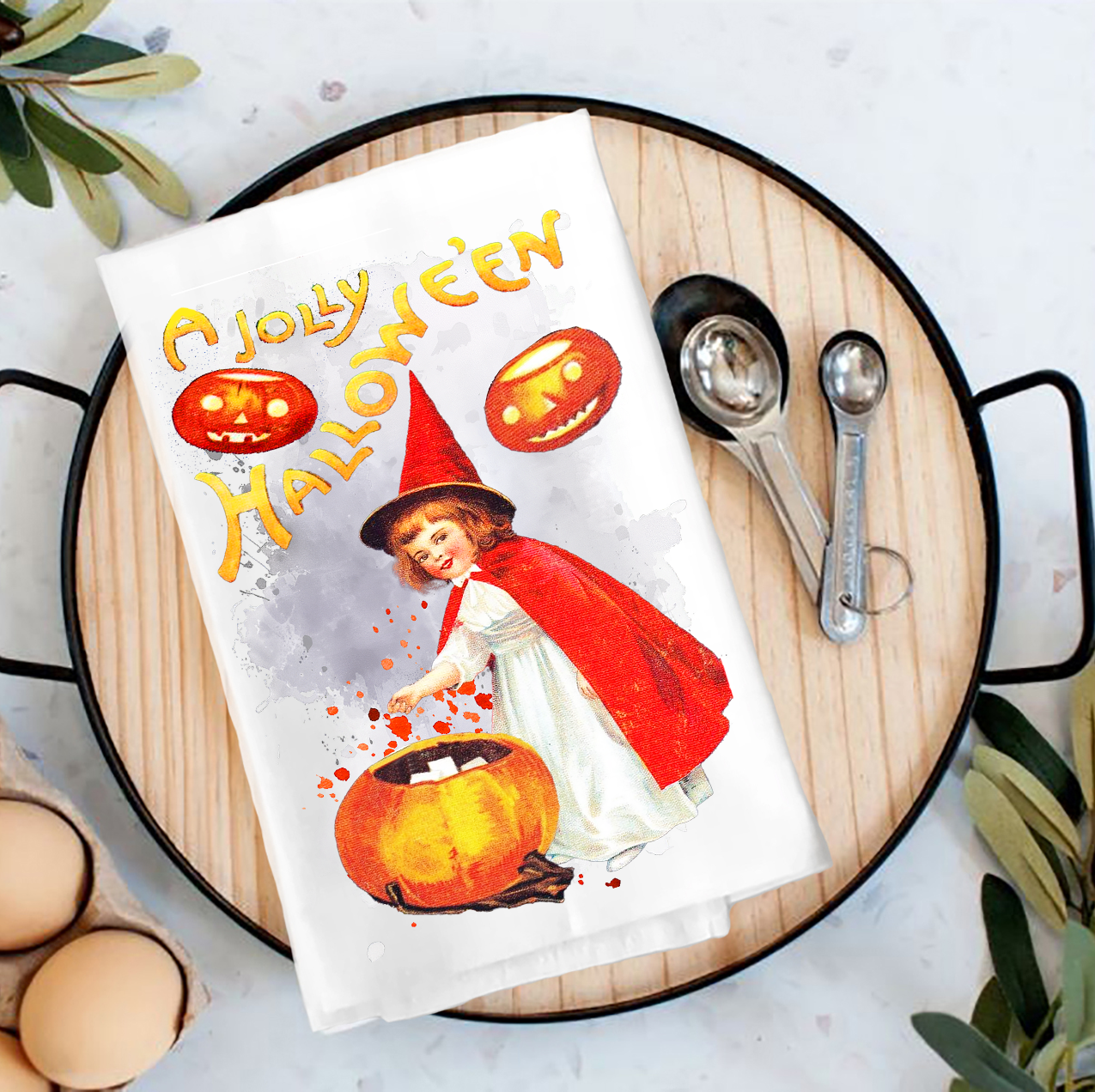 A Jolly Halloween VintageTea Towel