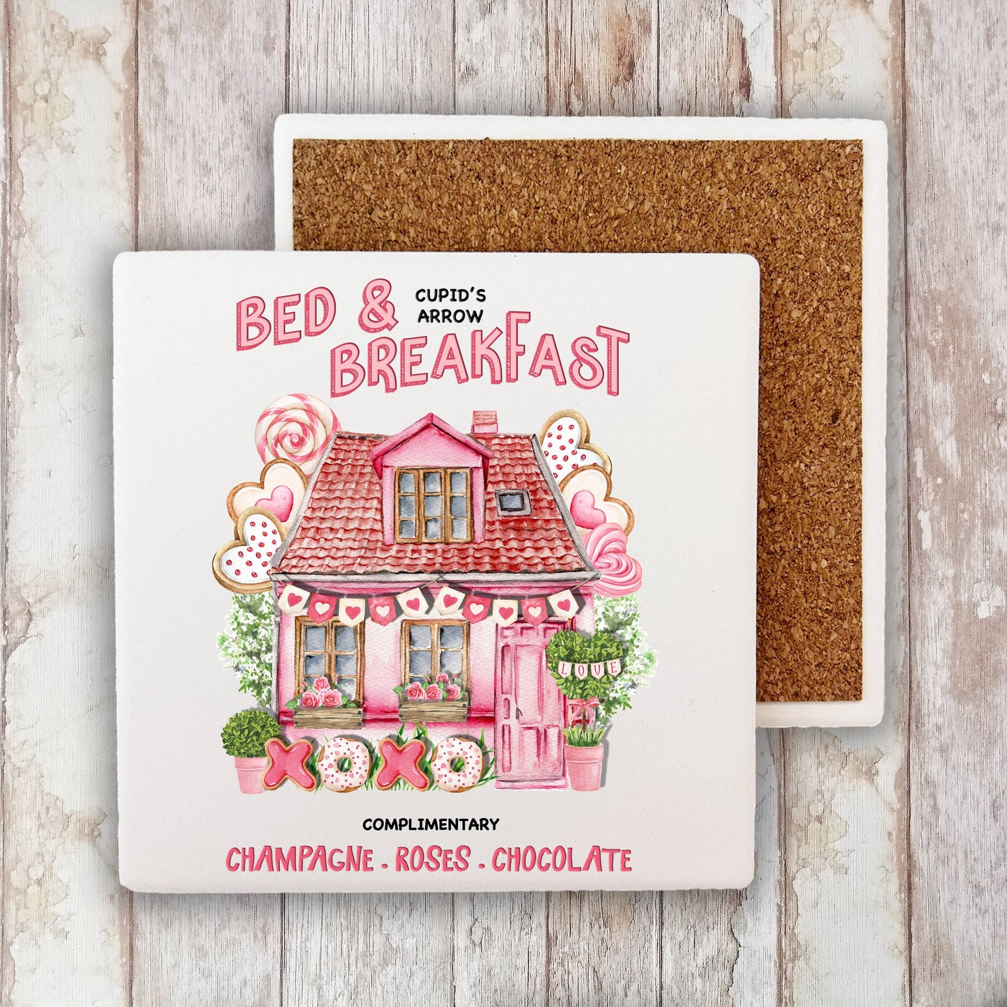 Valentine Bed & Breakfast Cupid Stone Coaster