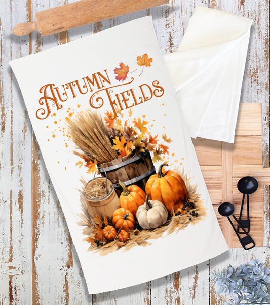 Autumn Fields Pumpkin Harvest Terry Towel