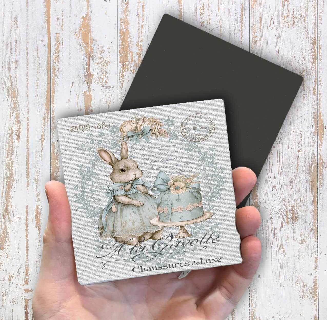 Shabby Chic French Easter Bunny Magnet Fridge
