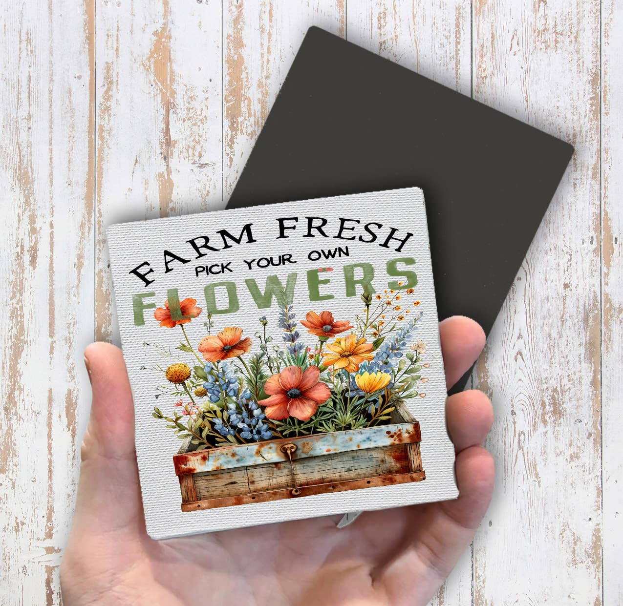 Farm Fresh Field Country Flowers Magnet Fridge - Sets of 2