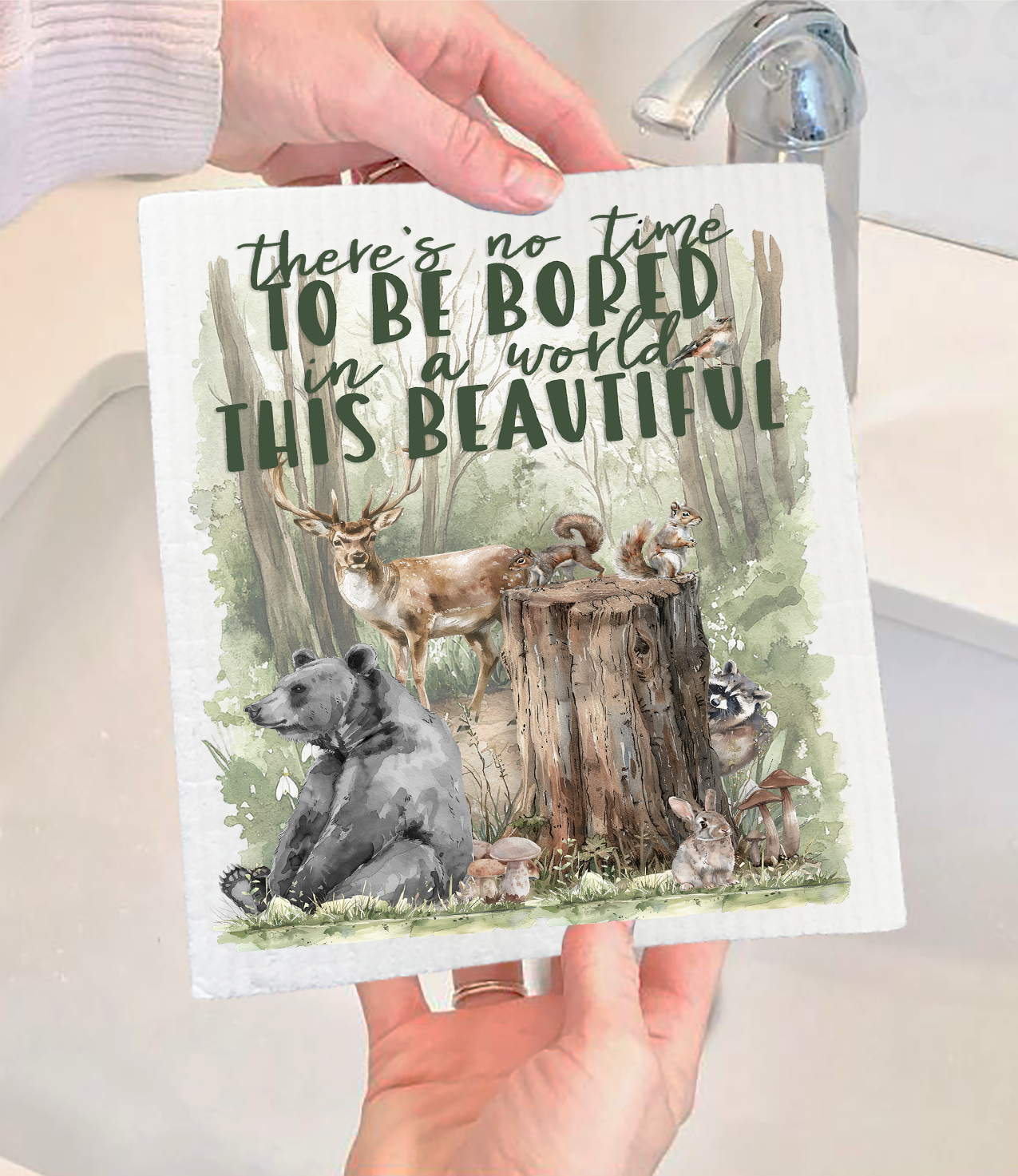 Woodland Animals A world of beauty Swedish Dishcloth (Set of 2)
