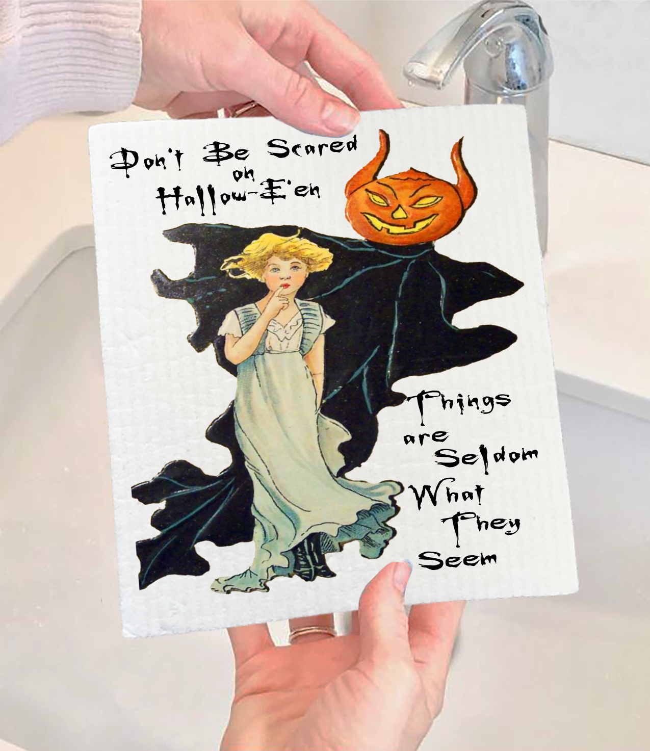 Halloween Vintage Goblin Swedish Dishcloth (Set of 2)