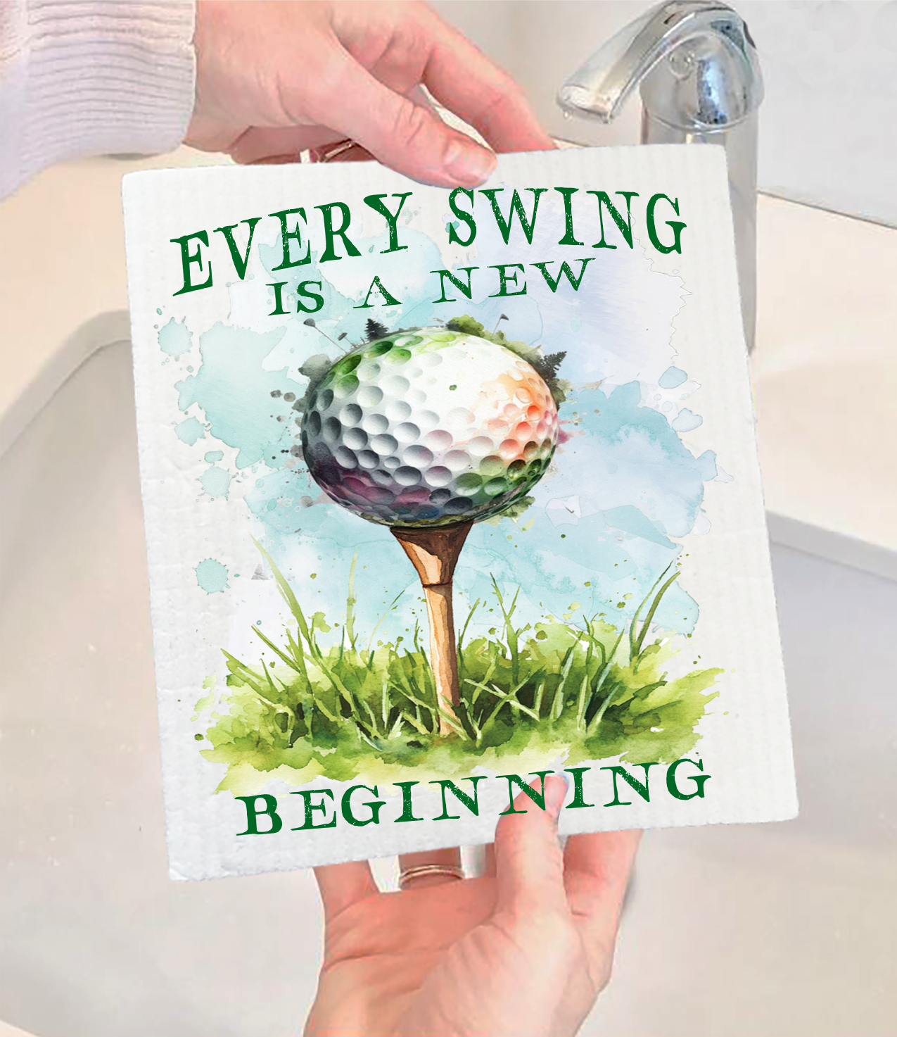 Golf Every Swing is a New Beginning Swedish Dishcloth (Set of 2)