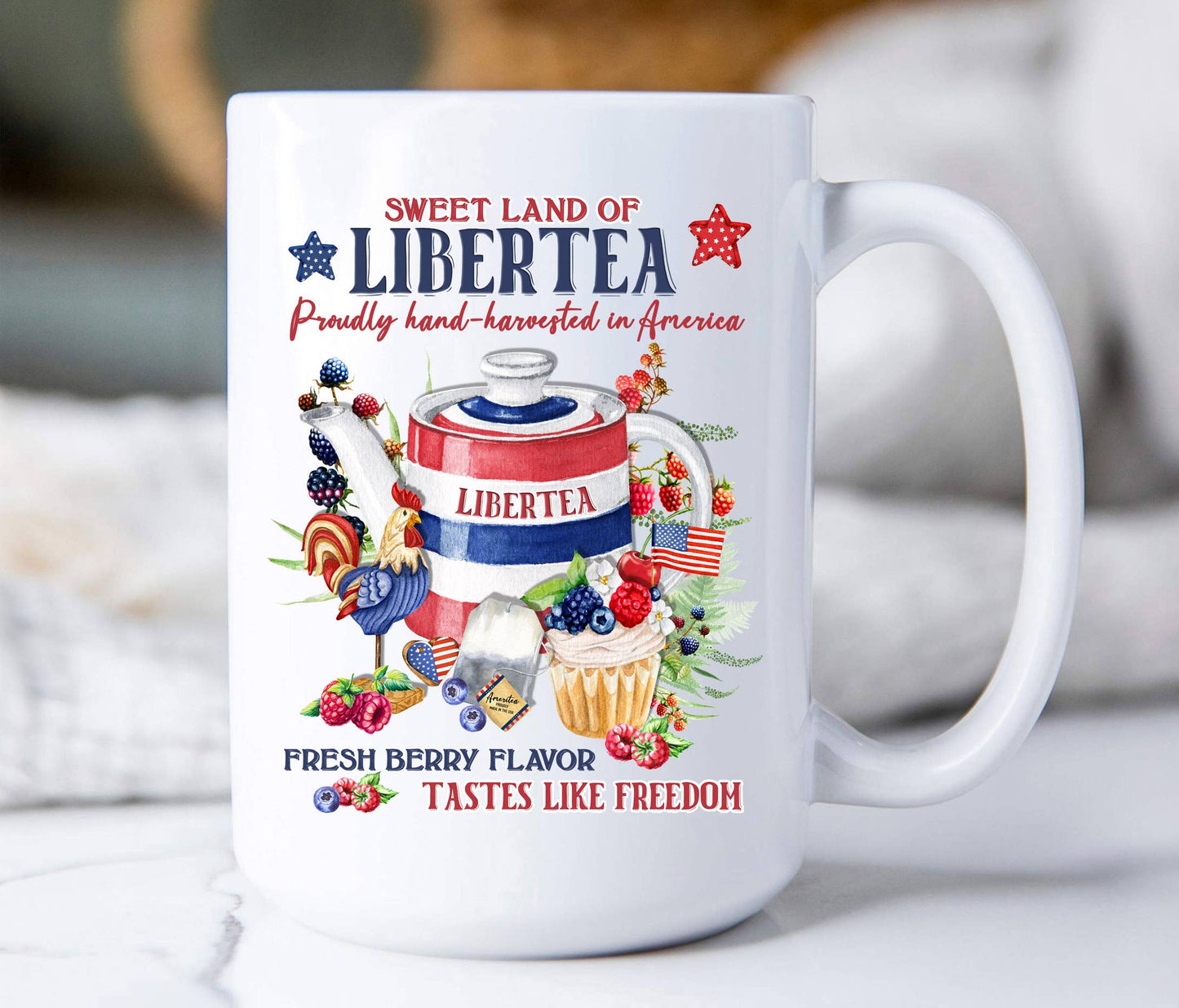 Farmhouse 4th of July Patriotic Liberty Tea Coffee Mug