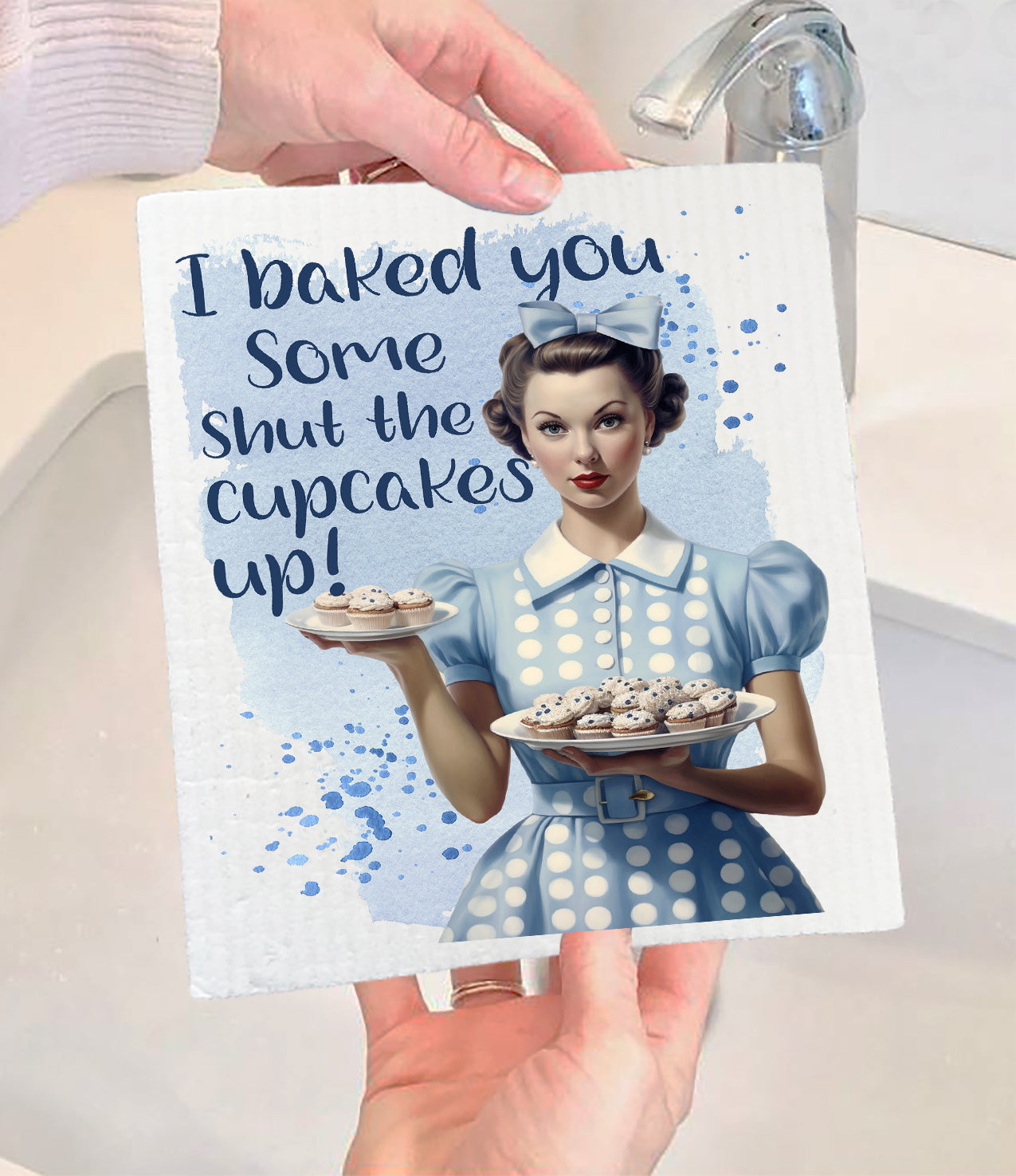 Baked Some Shut the Cupcake Up Swedish Dishcloth (Set of 2)