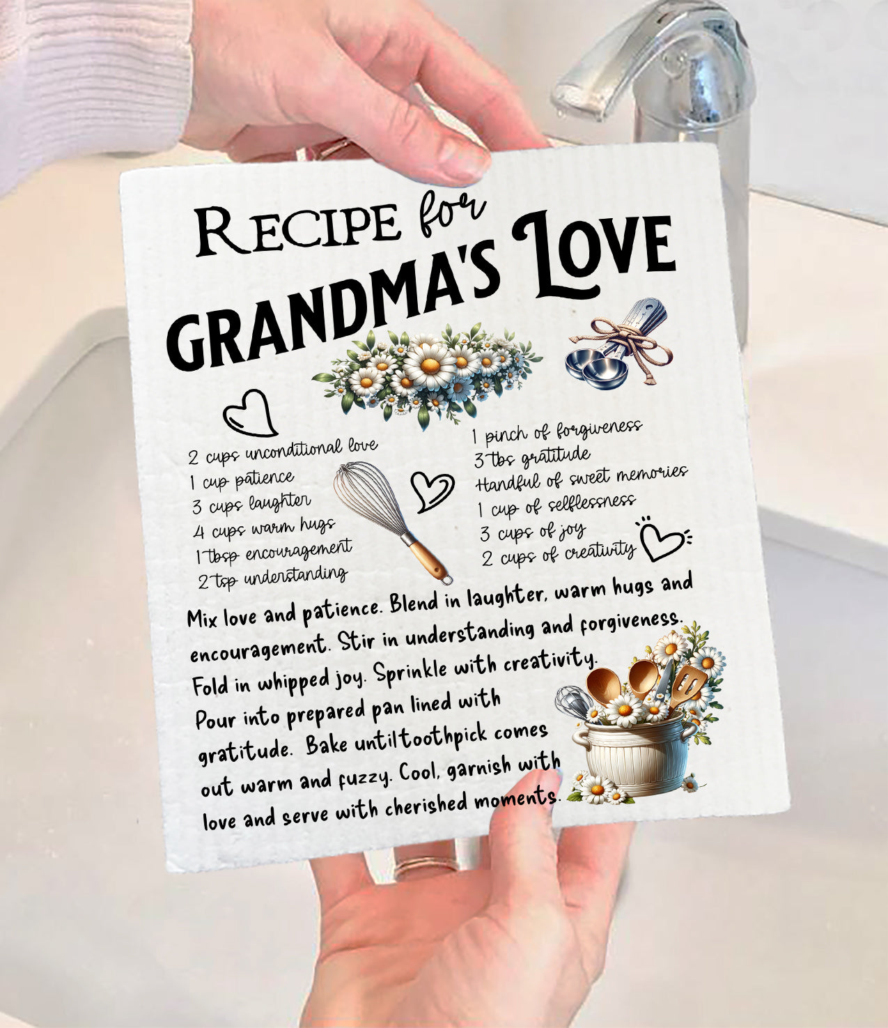 Grandma's Love Recipe Swedish Dishcloth (Set of 2)