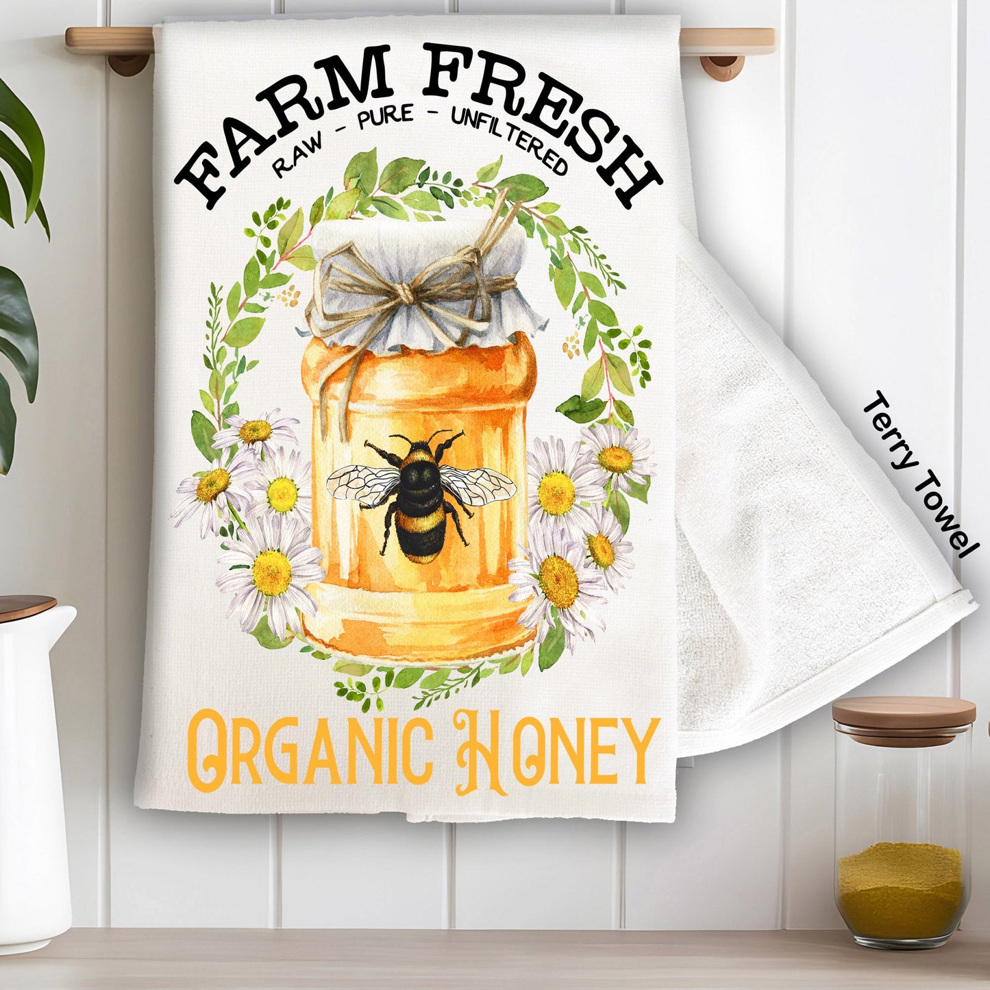 Farm Fresh Honey Bees Kitchen Terry Towel