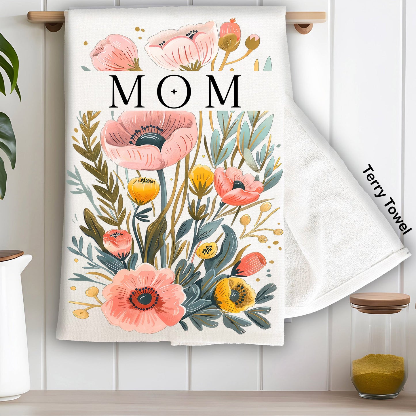 Mothers Day Mom Flowers Kitchen Terry Towel