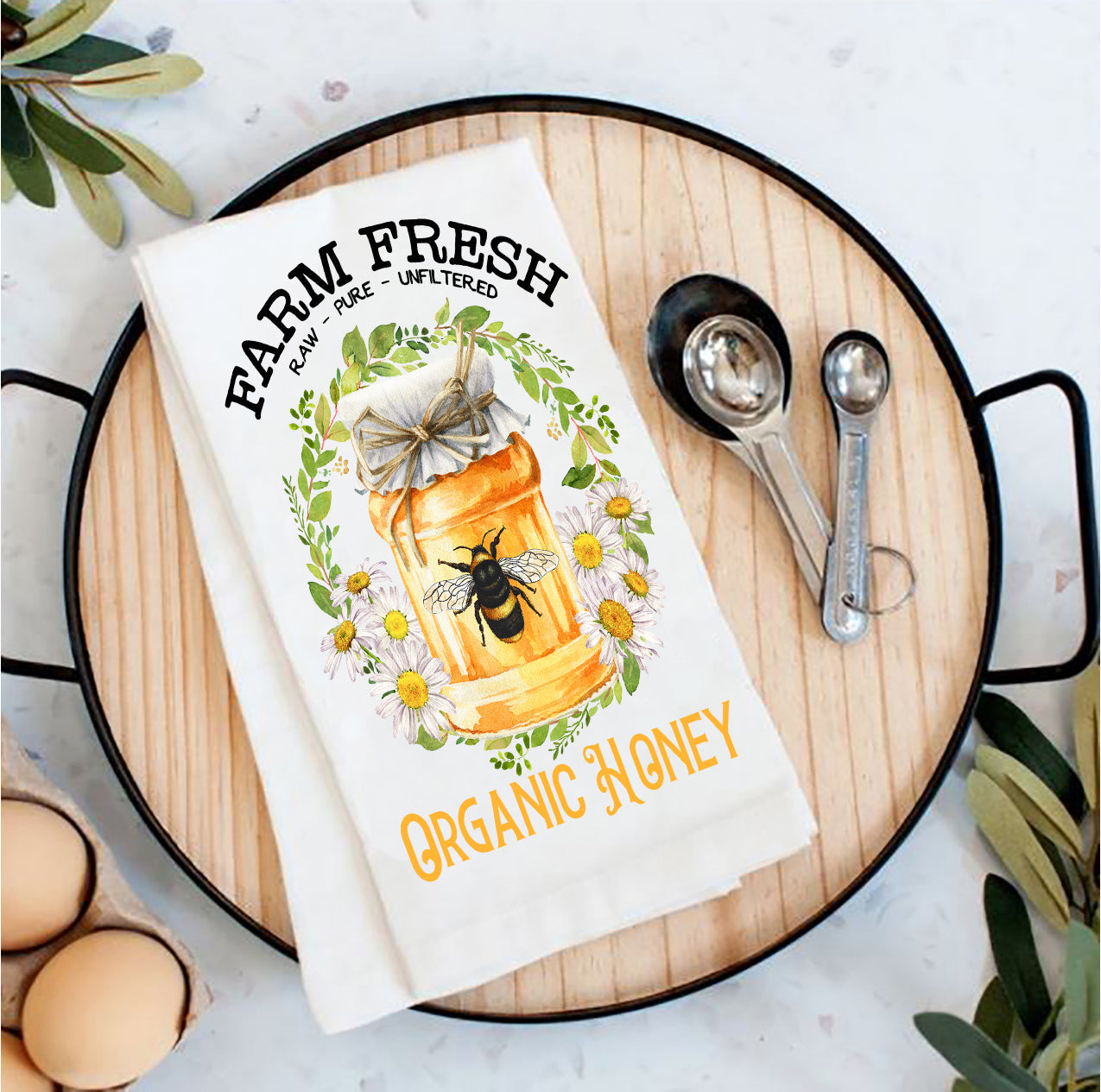 Farm Fresh Honey Bees Tea Towel