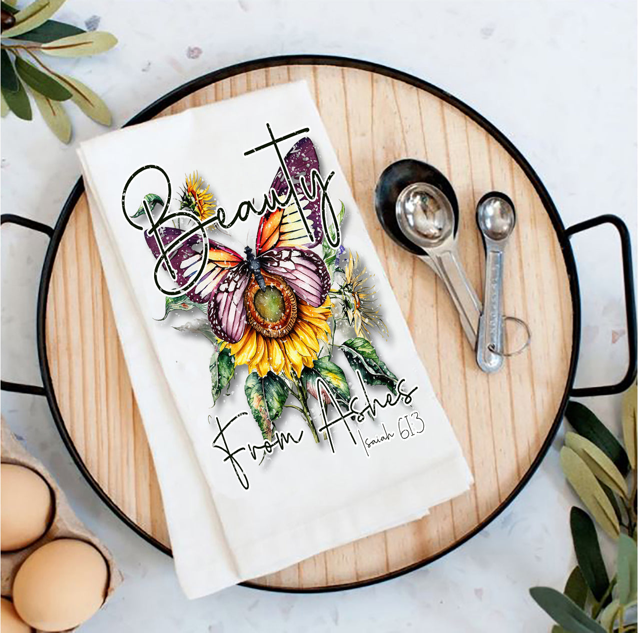 Beauty from Ashes Butterfly Spiritual Tea Towel