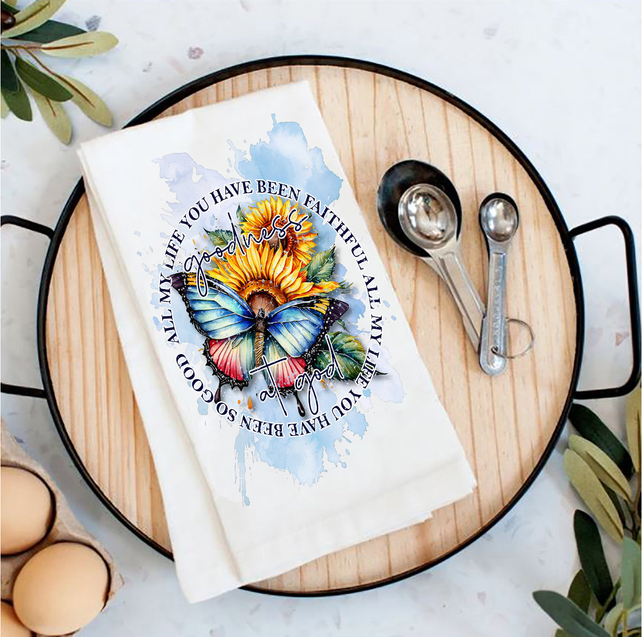 Goodness of God Butterfly Spiritual Tea Towel