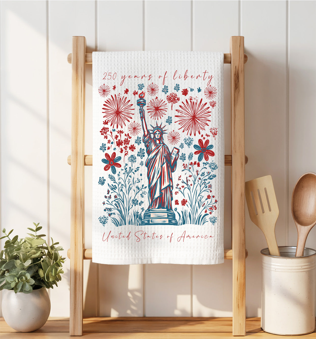 Patriotic Liberty 250 Anniversary America Waffle Weave Towel