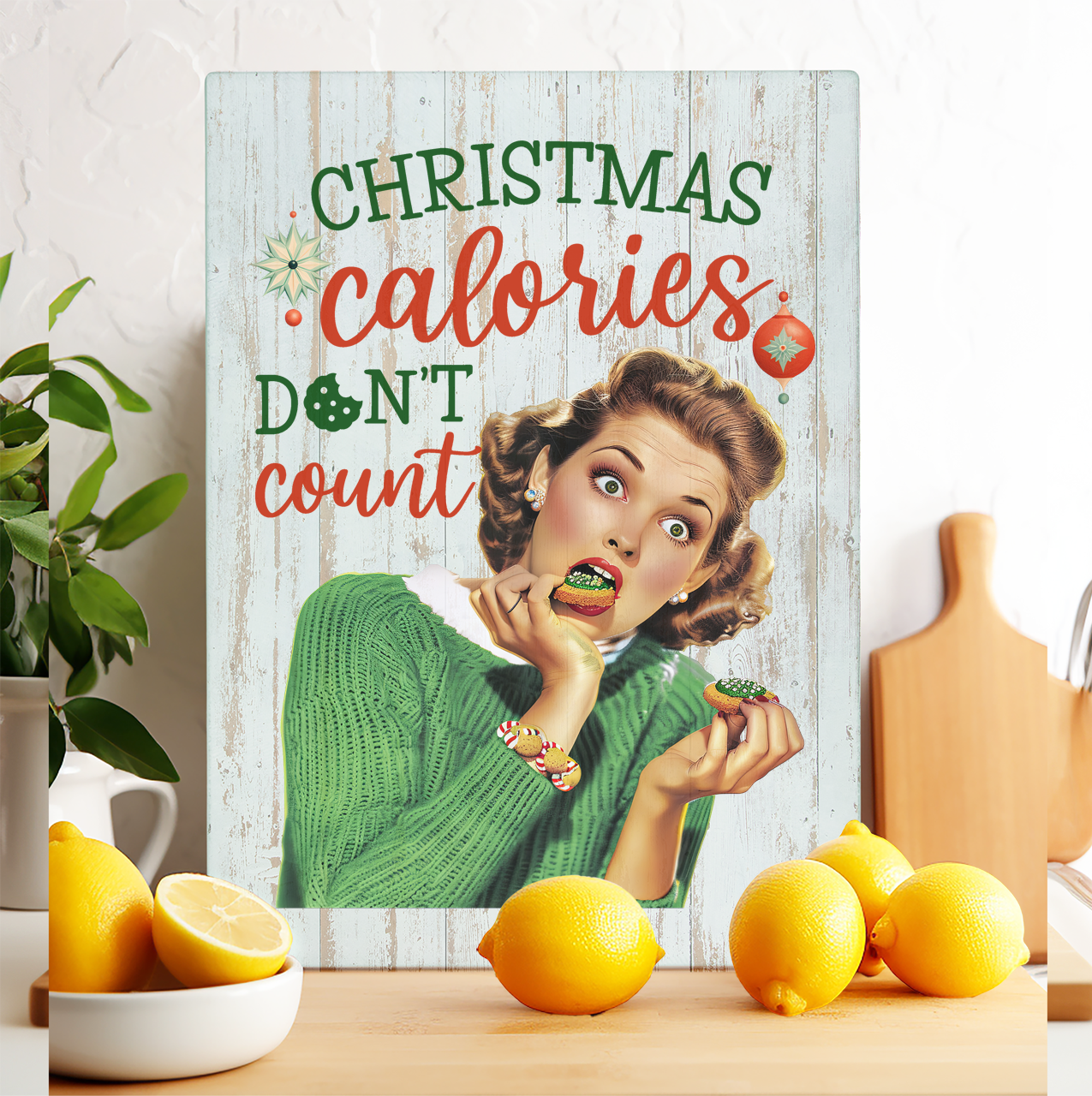 Glass Cutting Board Christmas Funny Calories Don't Count