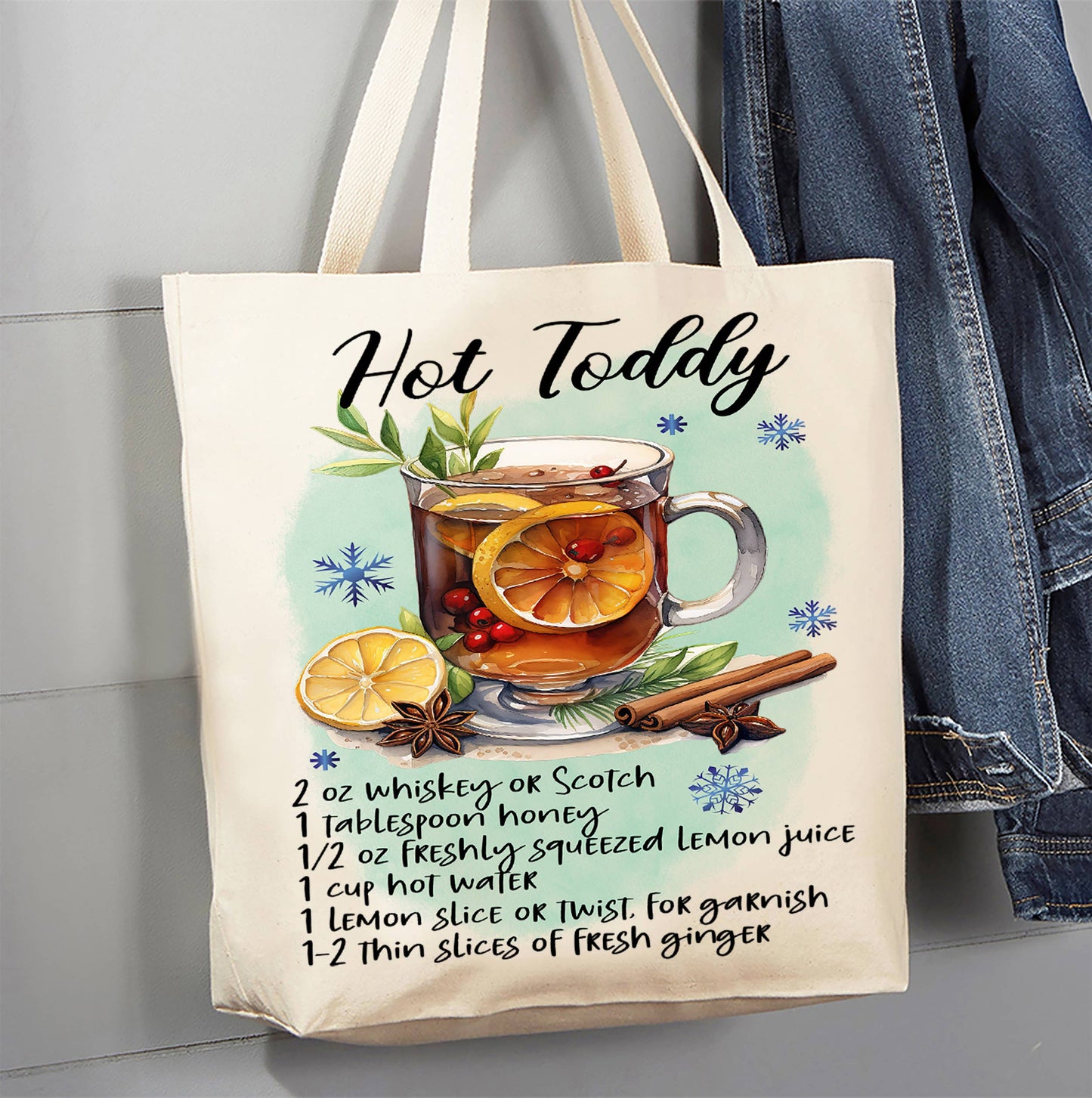 Christmas Cocktail Hot Toddy Recipe Canvas Tote Bag