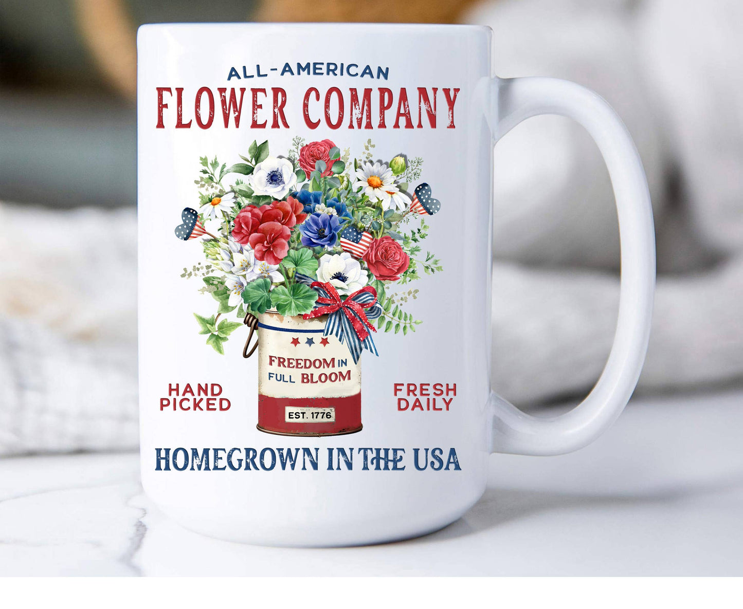 Farmhouse 4th of July Patriotic Flowers Coffee Mug