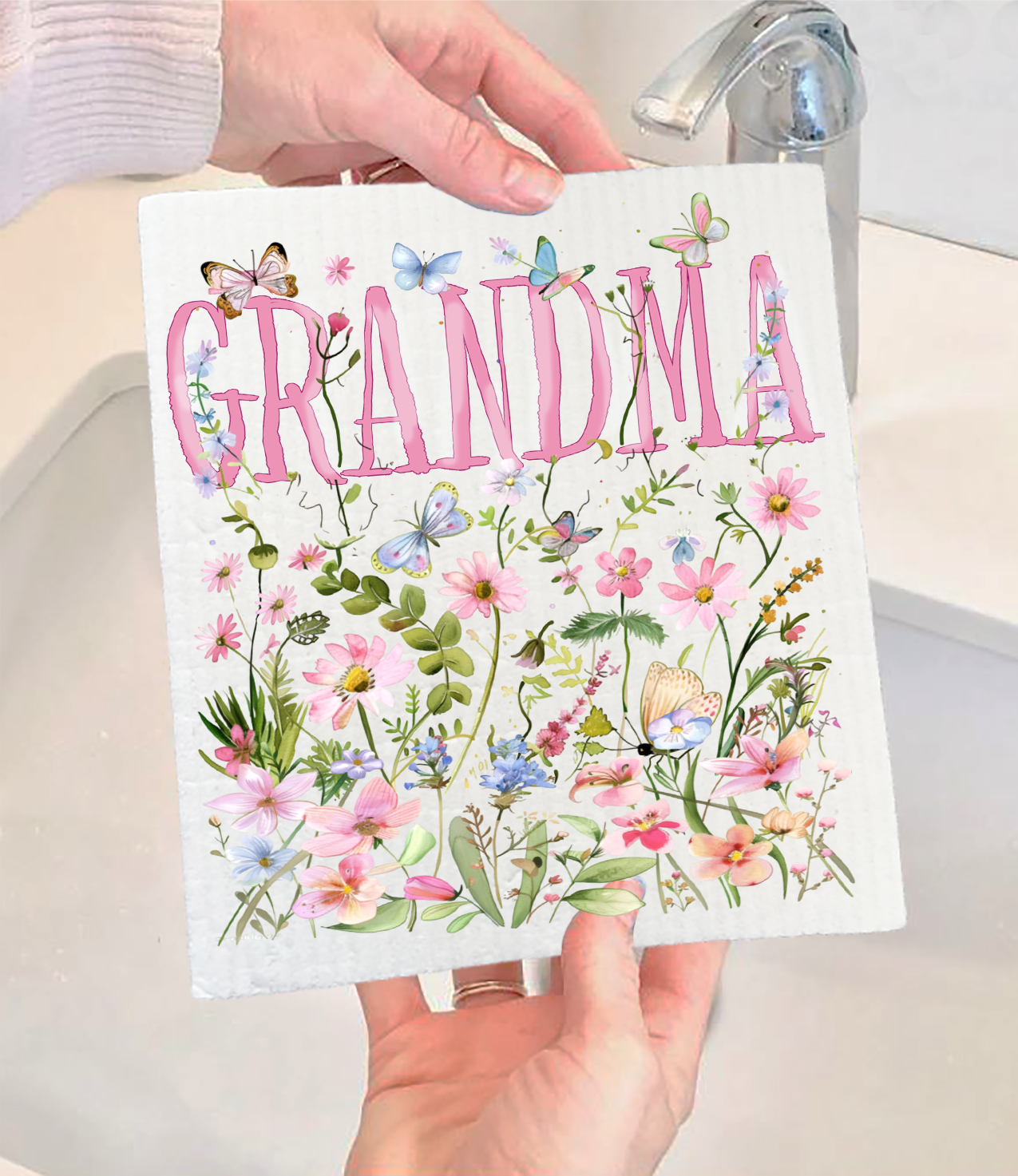 Mother's Day Wild Flowers Grandma Swedish Dishcloth (Set of 2)