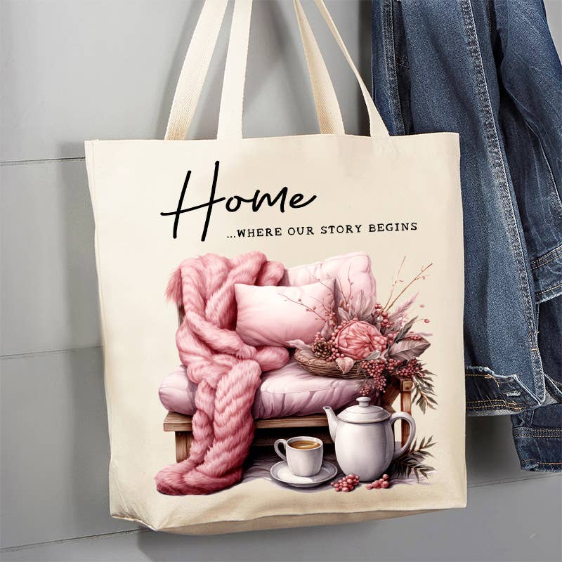 Home where our story begins Canvas Tote Bag