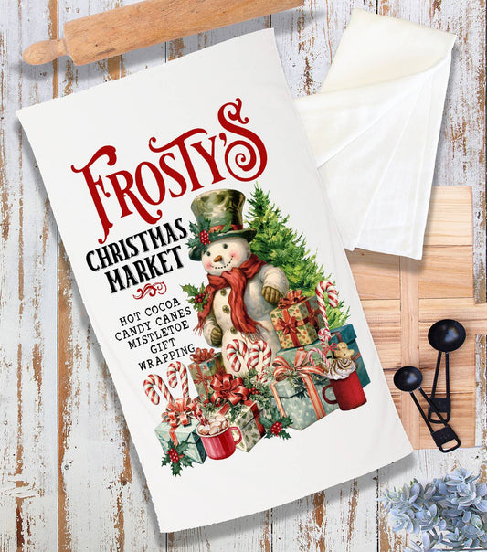 Frosty's Christmas Market Snowman  Terry Towel