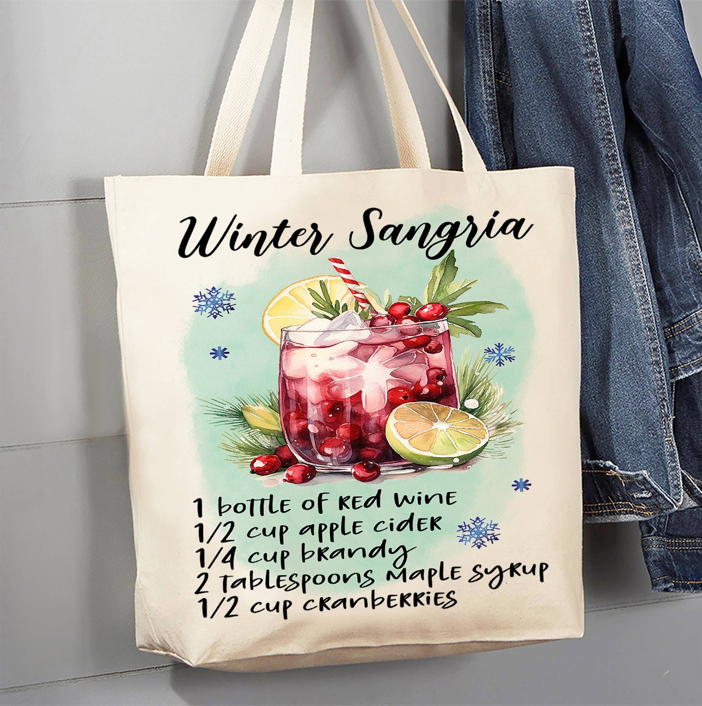 Christmas Cocktail Winter Sangria Recipe Canvas Tote Bag