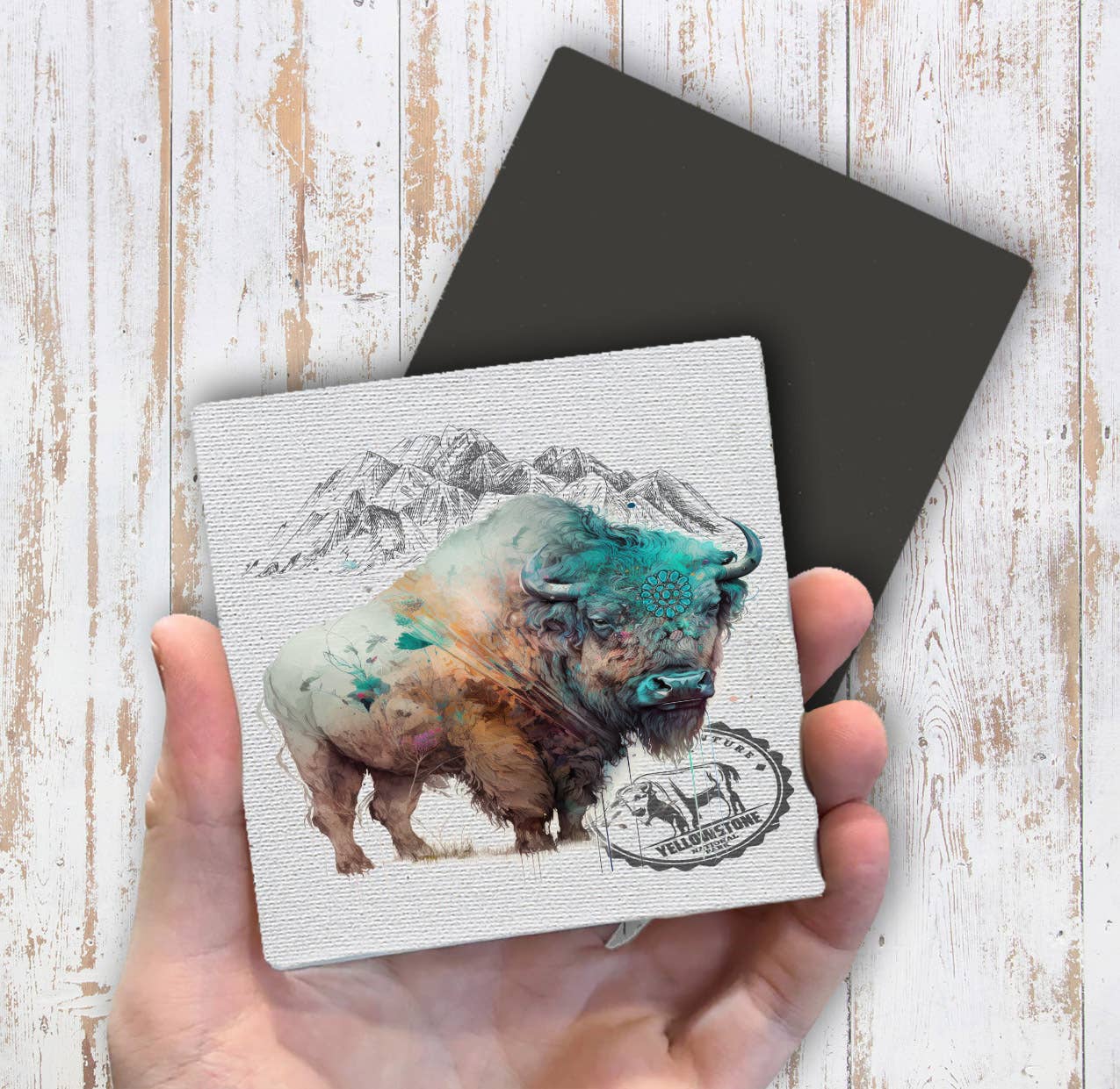 Western Buffalo Turquoise Yellowstone Magnet Fridge - Sets of 2