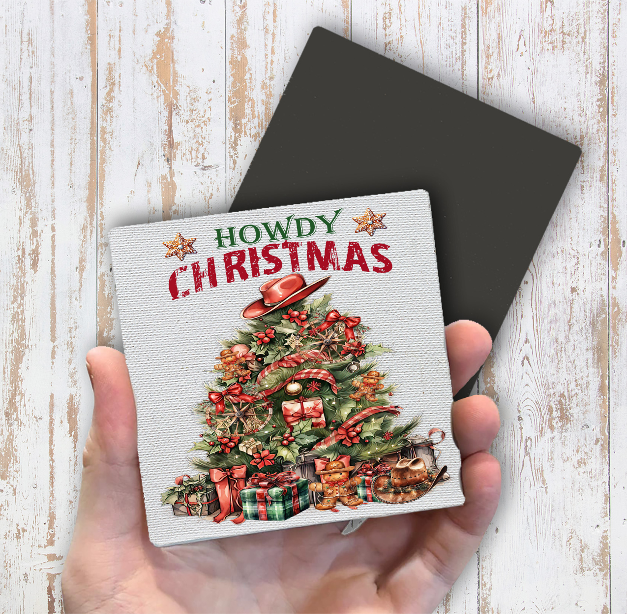 Western Howdy Christmas Tree Magnet Fridge (Set of 2)