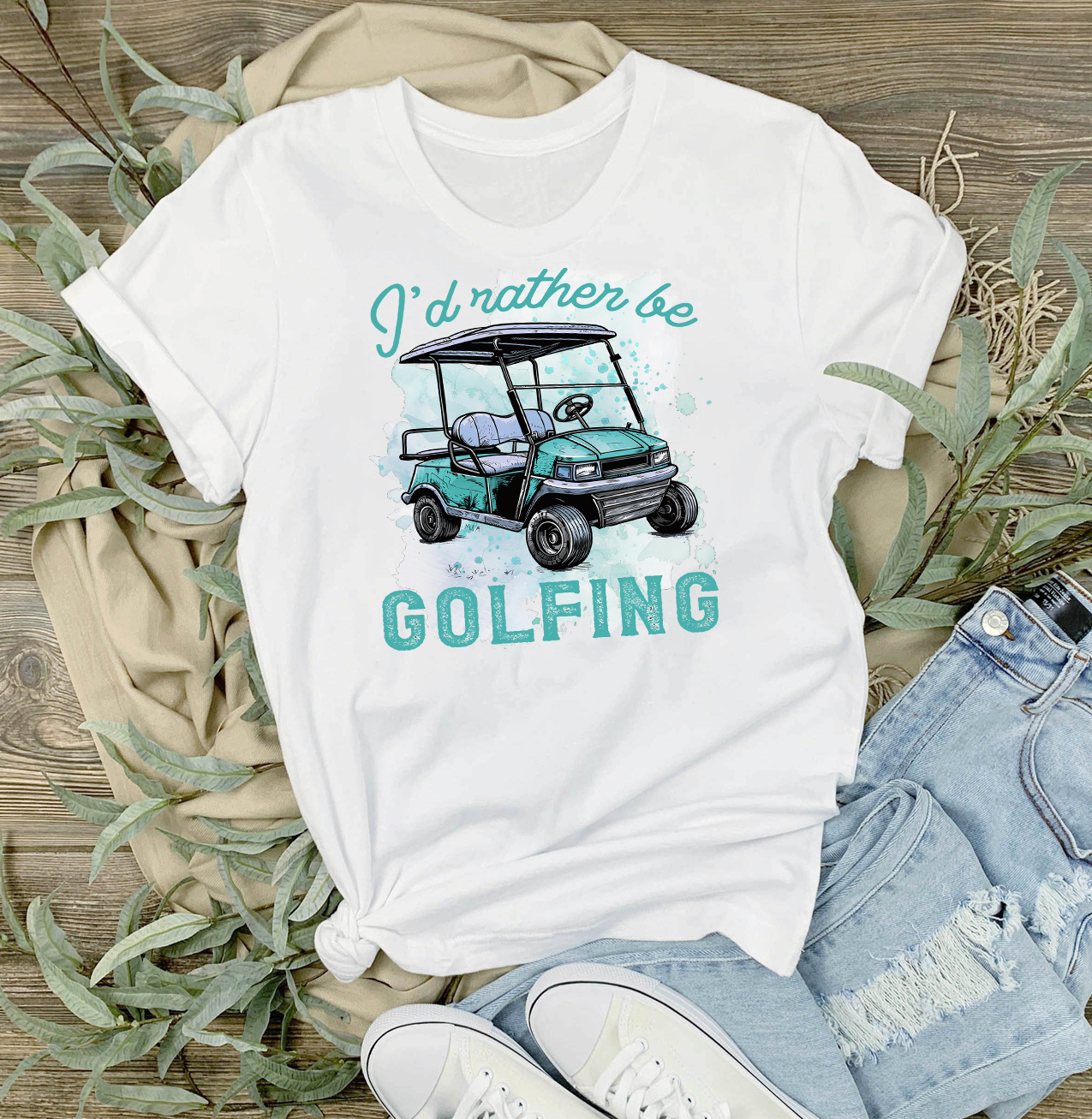 I'd Rather be Golfing Blue T-Shirt