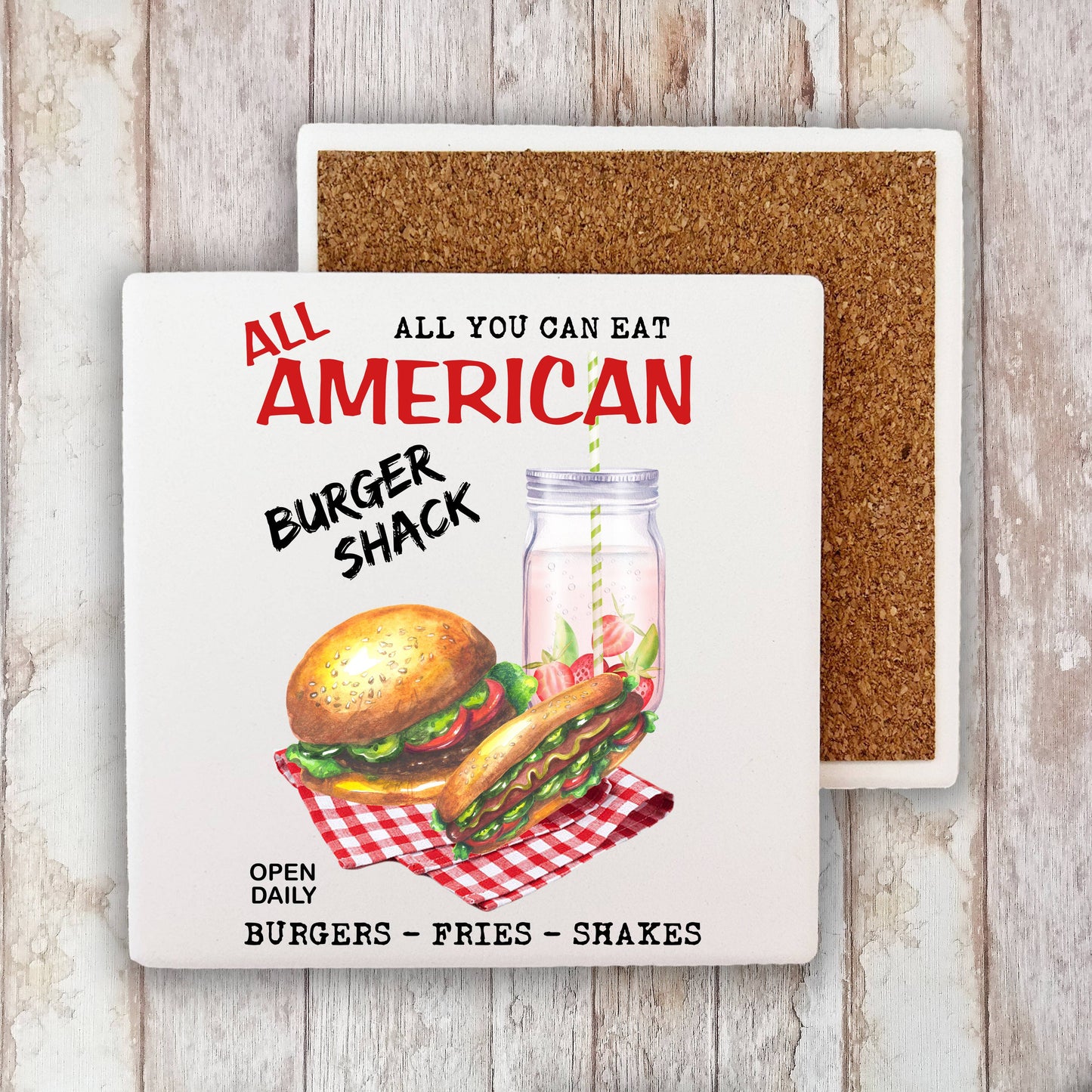 All American Burger Shack Patriotic Stone Coaster
