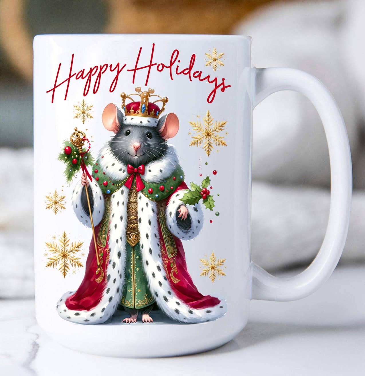 Christmas Mouse Happy Holidays Coffee Mug