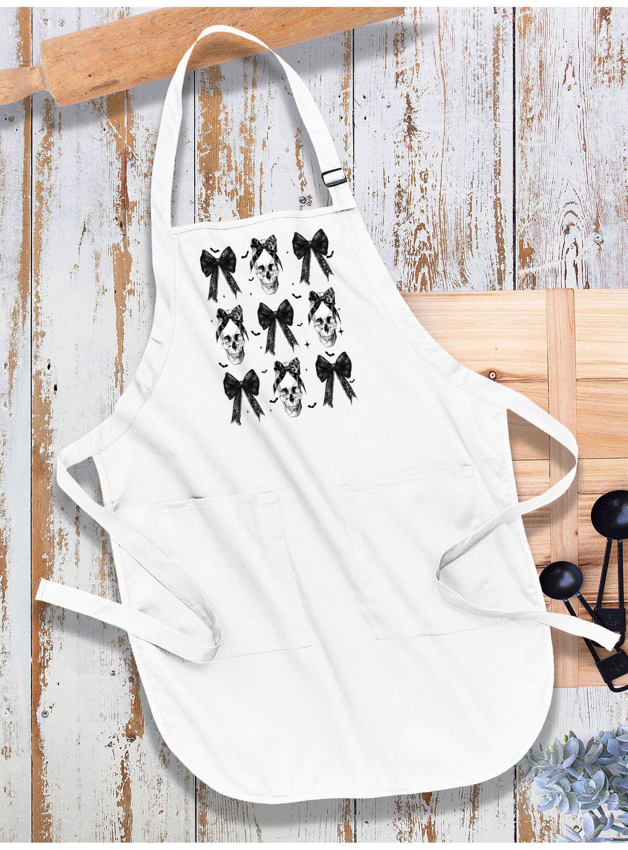 Halloween Skeltons and Bows Apron