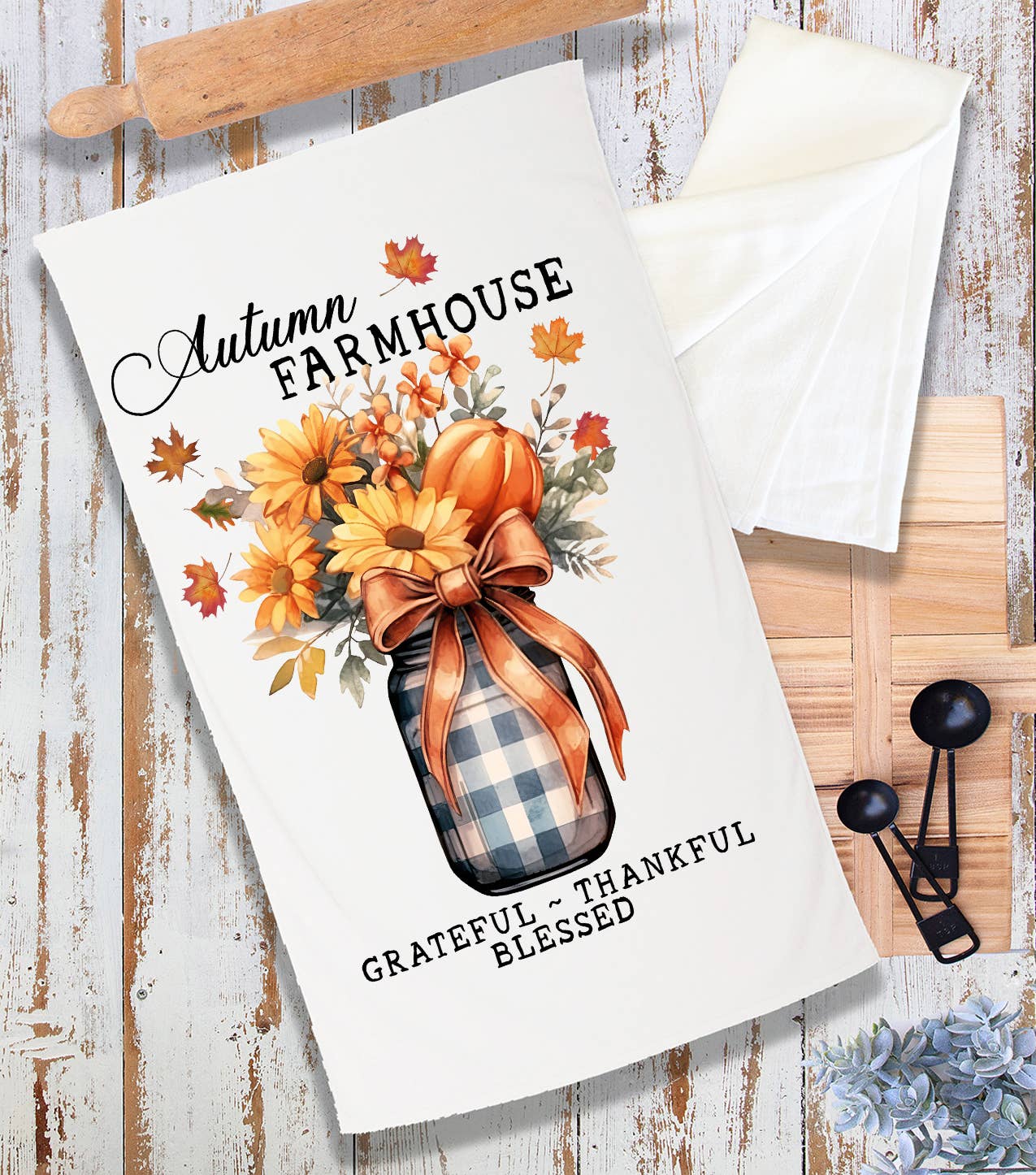 Autumn Farmhouse Grateful Bless Terry Towel