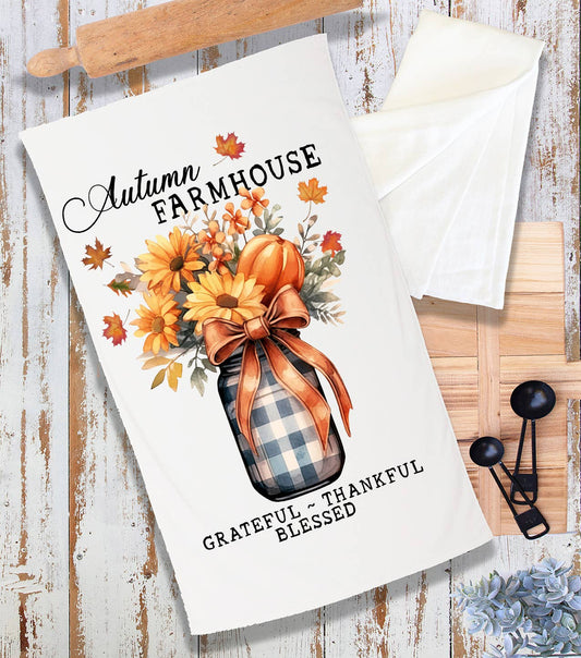 Autumn Farmhouse Grateful Bless Terry Towel