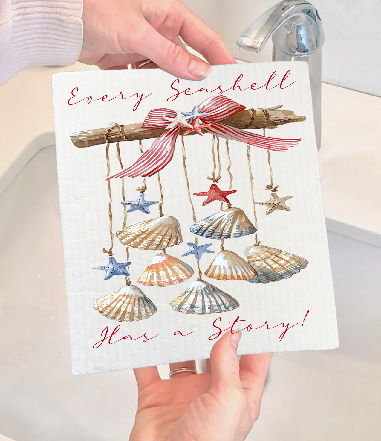 Every Seashell as a Story Beach Swedish Dishcloth (Set of 2)