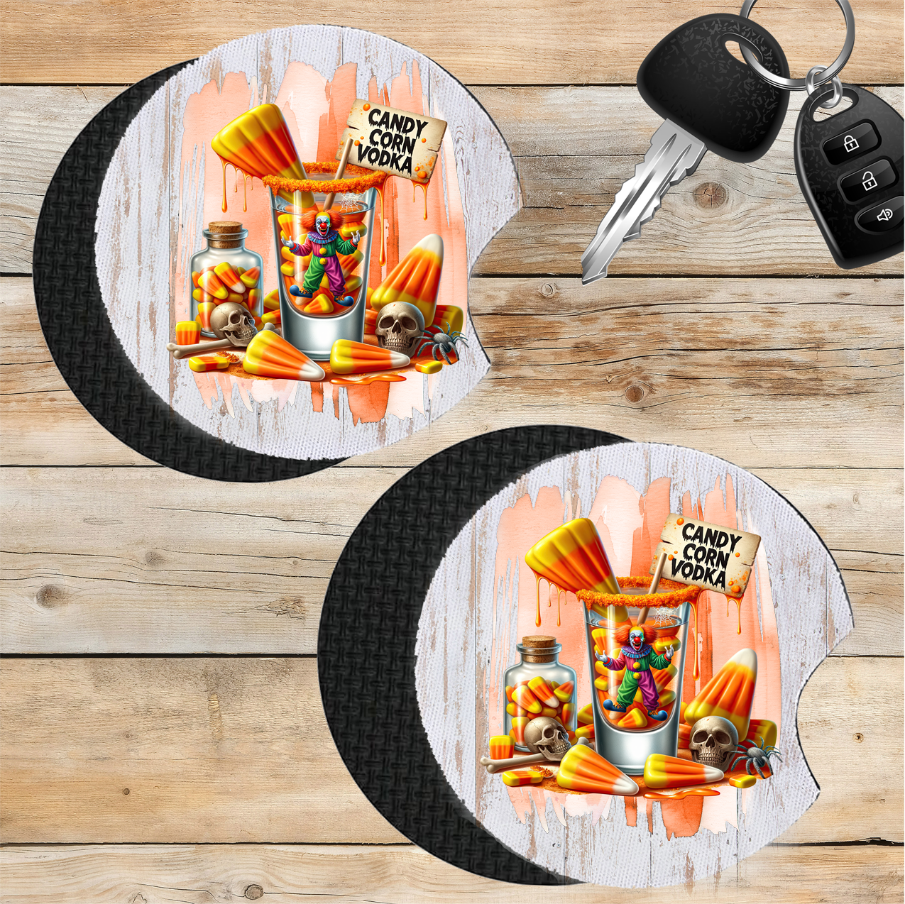 Car Coaster Halloween Candy Corn Vodka