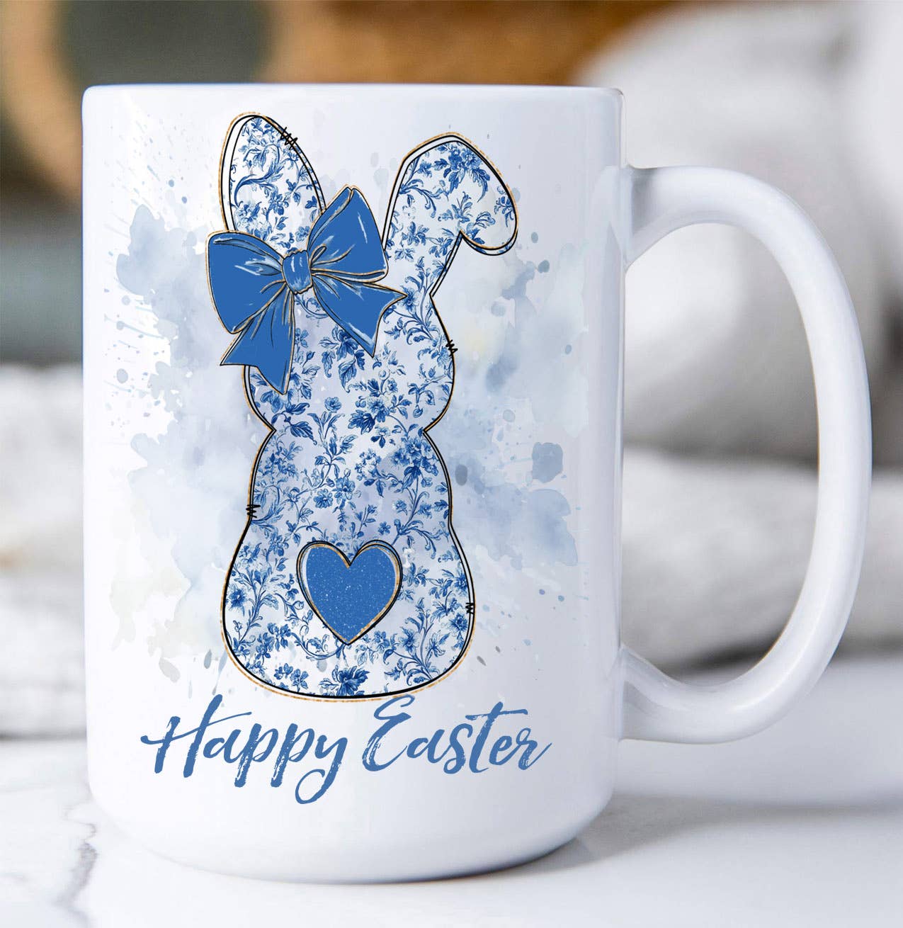 Easter Blue and White Bunny Coffee Mug