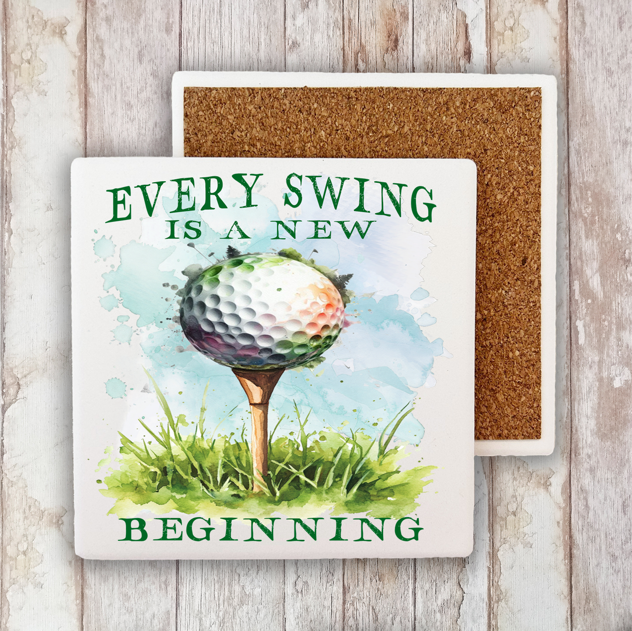 Golf Every Swing is a New Beginning Stone Coaster (Set of 2)