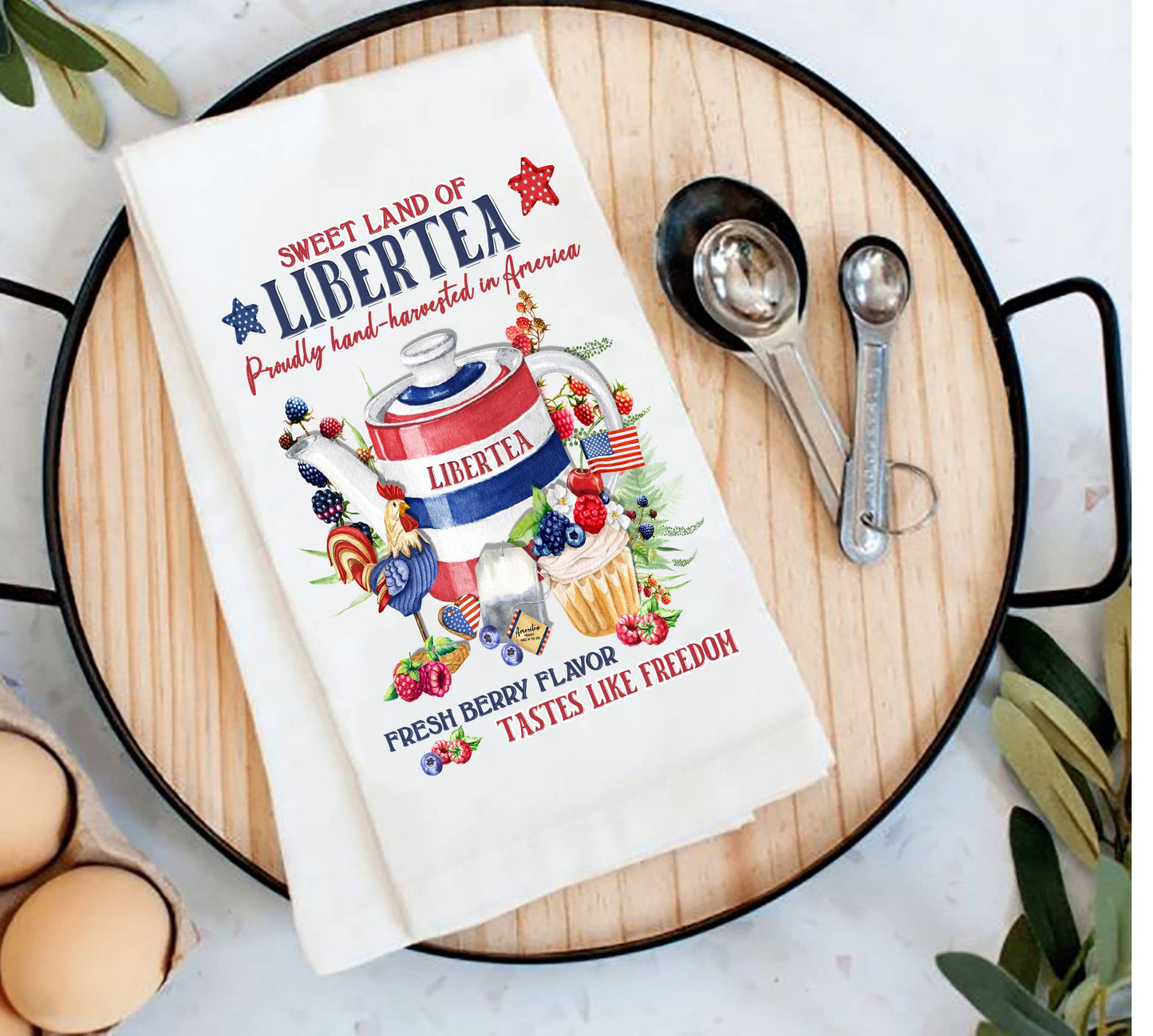 Farmhouse 4th of July Patriotic Liberty Tea Tea Towel