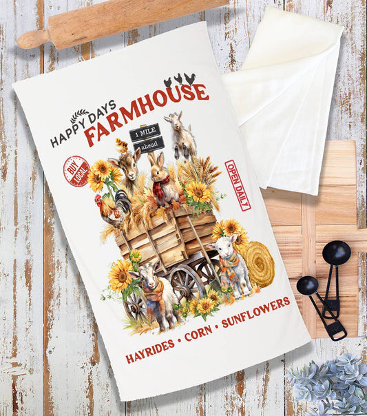 Autumn Fall Goats Farmhouse Terry Towel