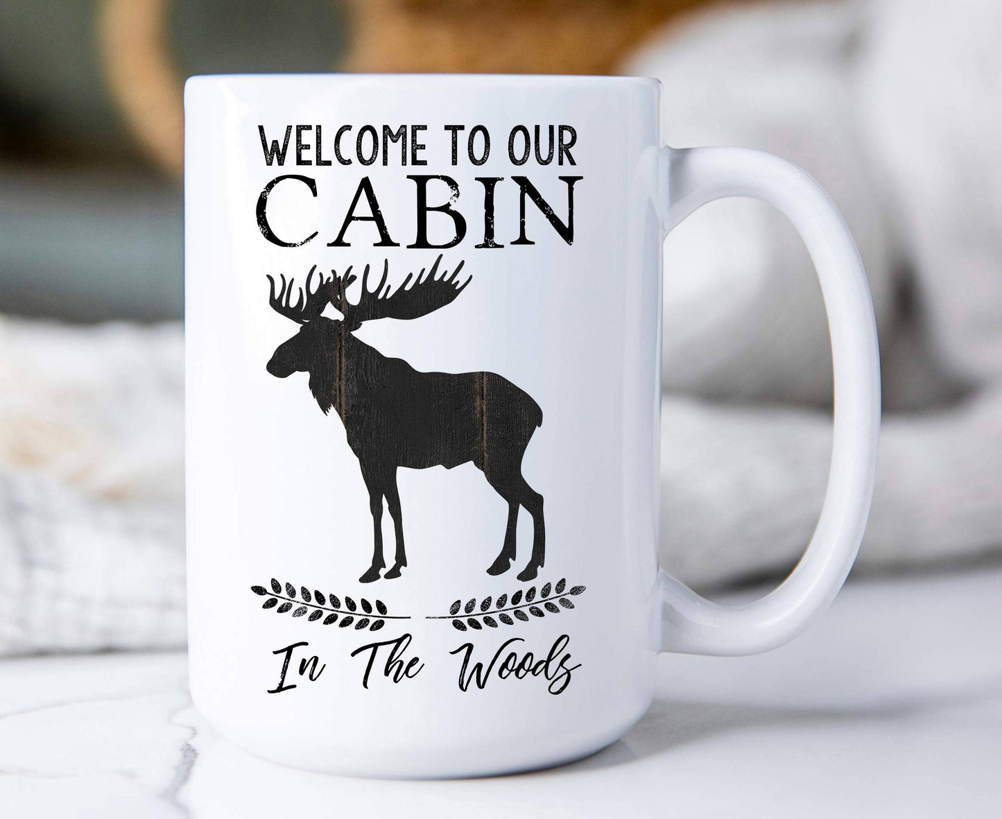 Welcome to Our Cabin in the Woods Deer, Coffee Mugs