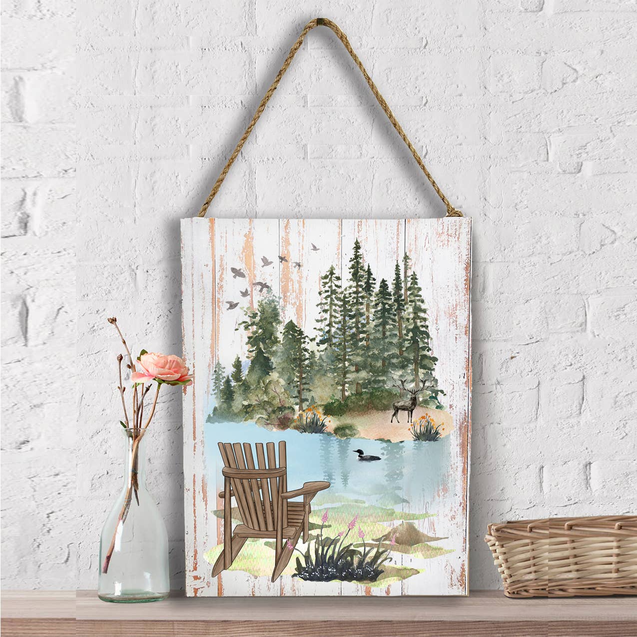 Andirondacks Chairs Lake Mountains Wall Decor