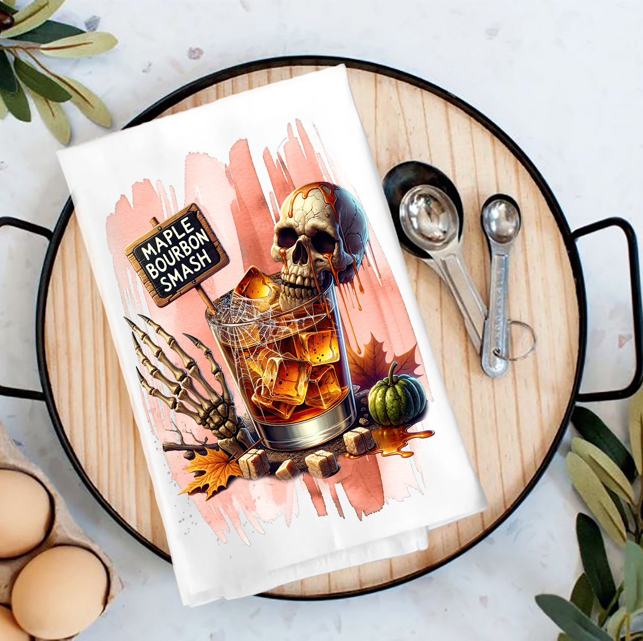 Halloween Maple Bourbon Smash Tea Towel