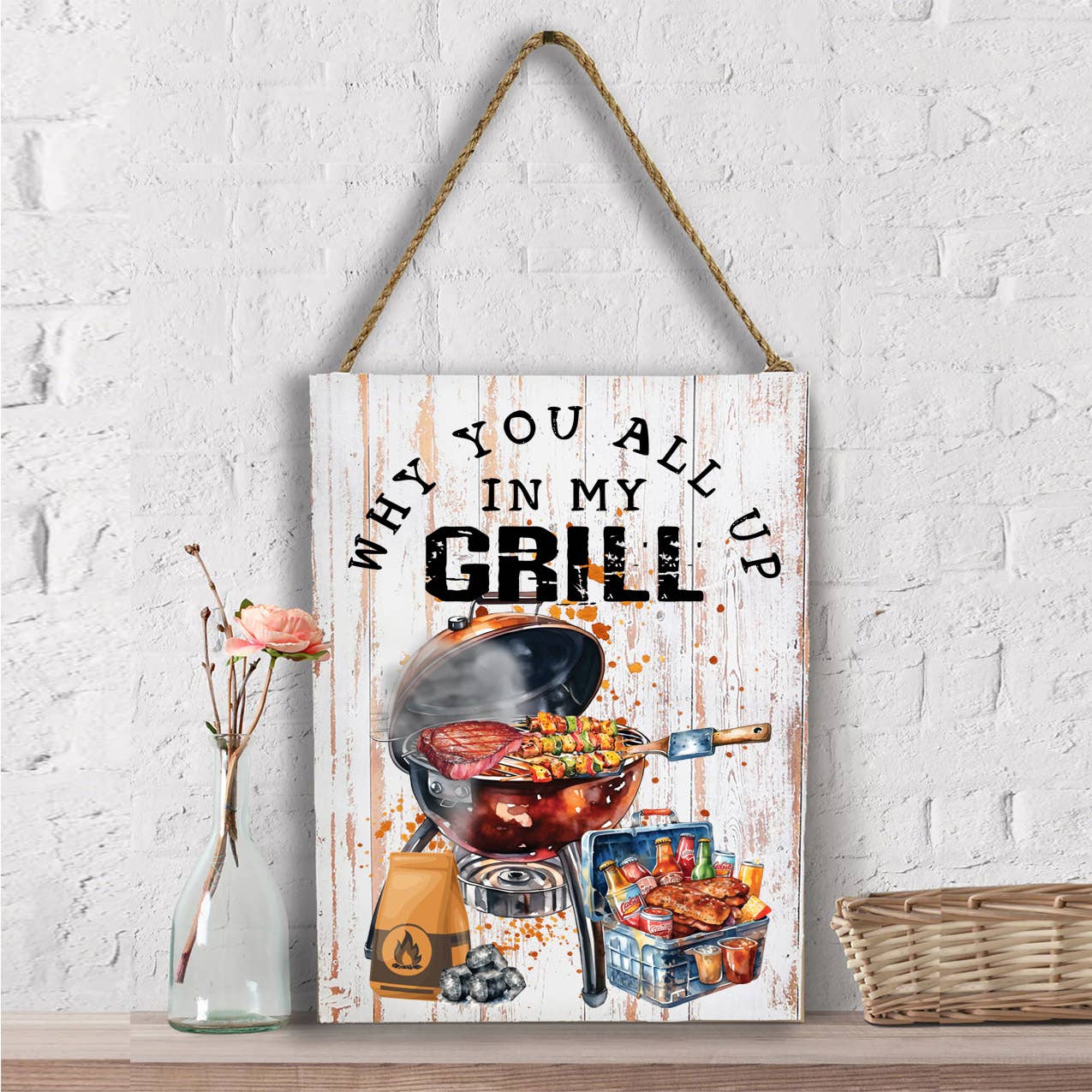 All Up in my Grill BBQ Funny Wall Decor