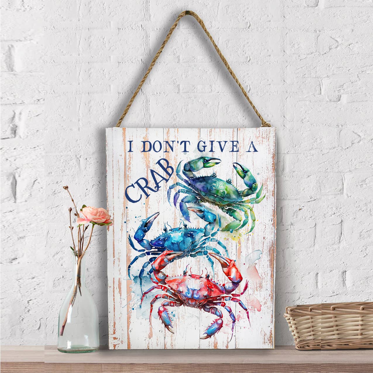 Coastal Beach I Don't Give a Crab Wall Decor