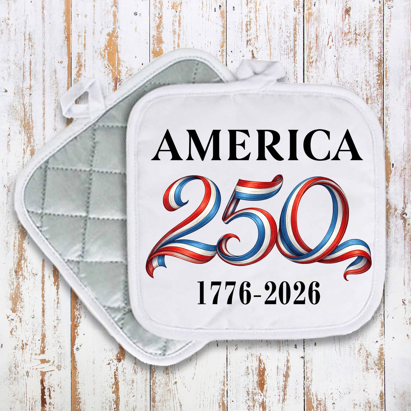 Patriotic Red White Blue 250 Anniversary Pot Holder